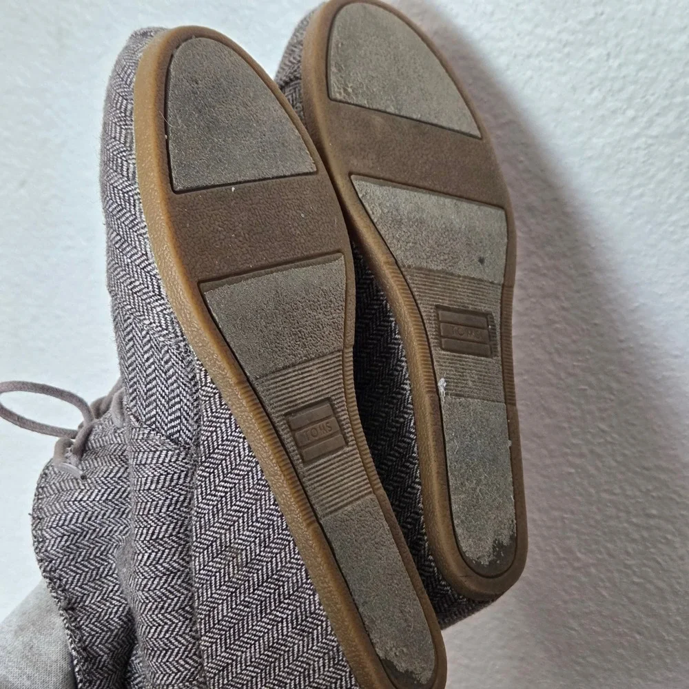 Toms Desert‎ Herringbone Tweed Wedge ankle boots womens size 7.5
